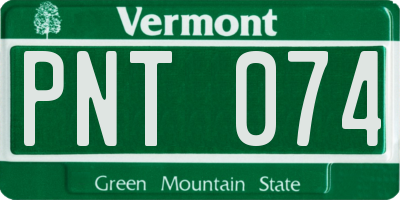 VT license plate PNT074