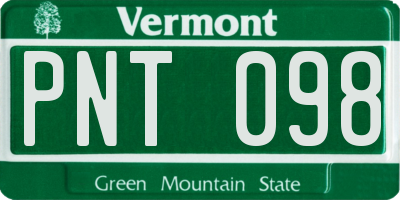 VT license plate PNT098