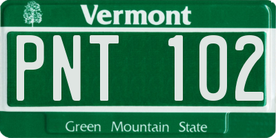 VT license plate PNT102