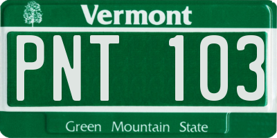 VT license plate PNT103