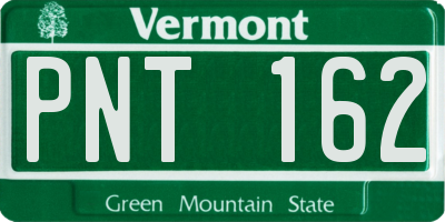 VT license plate PNT162