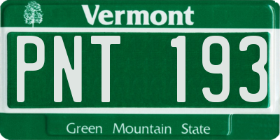 VT license plate PNT193