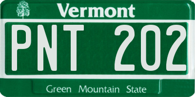 VT license plate PNT202