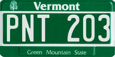 VT license plate PNT203