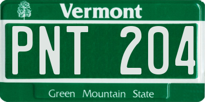 VT license plate PNT204