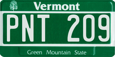 VT license plate PNT209