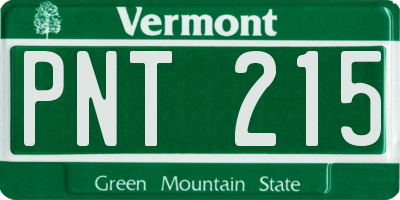 VT license plate PNT215