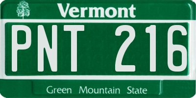 VT license plate PNT216