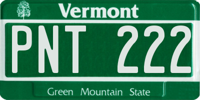 VT license plate PNT222