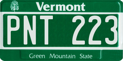 VT license plate PNT223