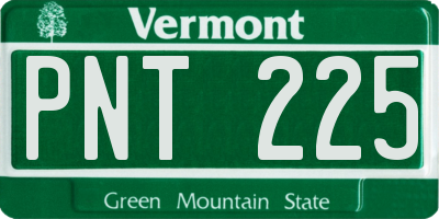 VT license plate PNT225