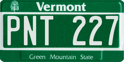 VT license plate PNT227