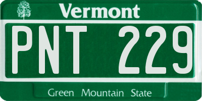 VT license plate PNT229