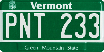 VT license plate PNT233