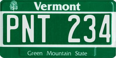VT license plate PNT234
