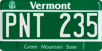 VT license plate PNT235