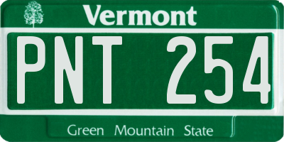 VT license plate PNT254