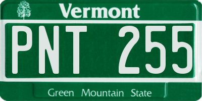 VT license plate PNT255