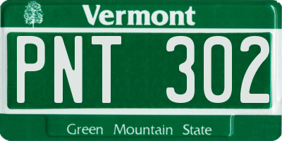 VT license plate PNT302