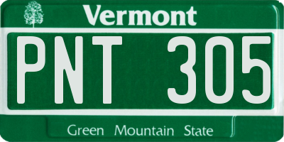 VT license plate PNT305