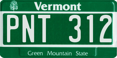 VT license plate PNT312