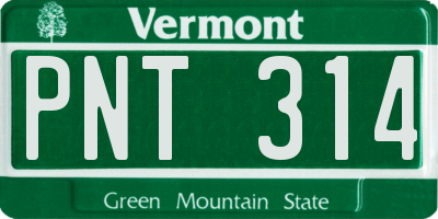 VT license plate PNT314