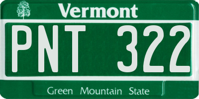 VT license plate PNT322