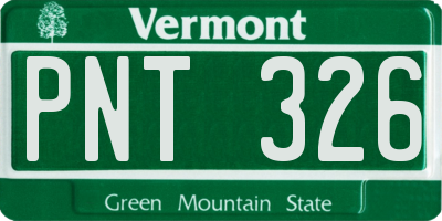 VT license plate PNT326