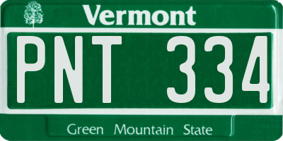 VT license plate PNT334