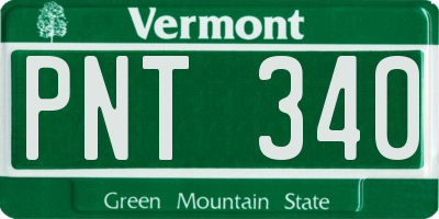 VT license plate PNT340