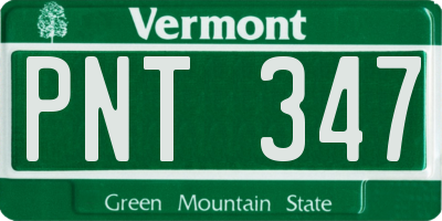 VT license plate PNT347