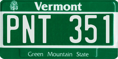 VT license plate PNT351