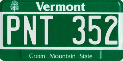 VT license plate PNT352