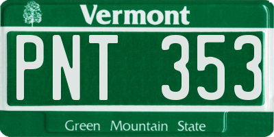 VT license plate PNT353