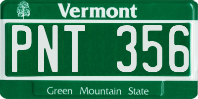 VT license plate PNT356