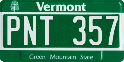 VT license plate PNT357