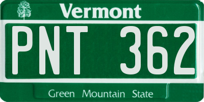 VT license plate PNT362