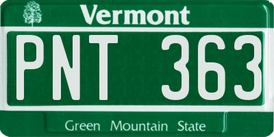 VT license plate PNT363