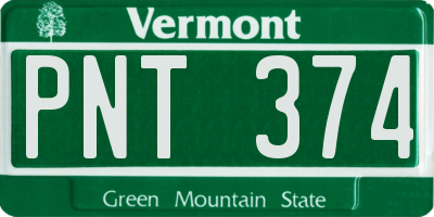 VT license plate PNT374