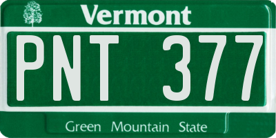 VT license plate PNT377