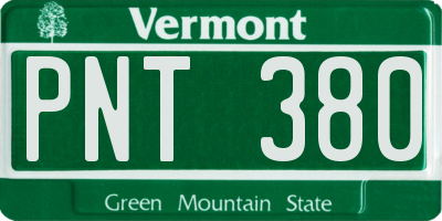 VT license plate PNT380