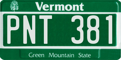 VT license plate PNT381