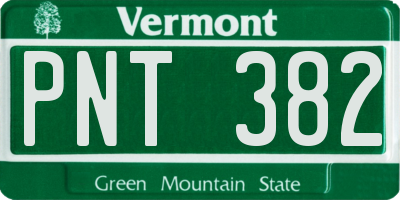 VT license plate PNT382