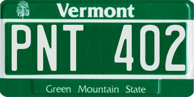 VT license plate PNT402