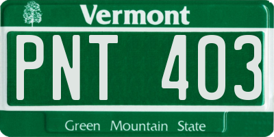 VT license plate PNT403
