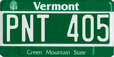VT license plate PNT405