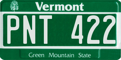 VT license plate PNT422