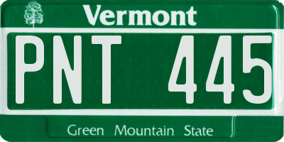 VT license plate PNT445