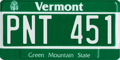 VT license plate PNT451