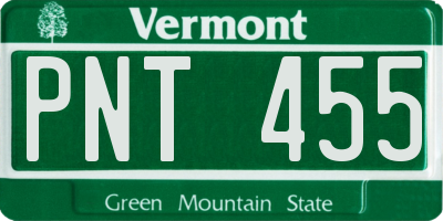 VT license plate PNT455